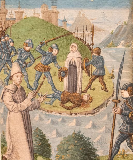 The Death of Ptolemy, a miniature on a cutting from Laurent de Premierfait, [France, probably Troyes, c.1470]