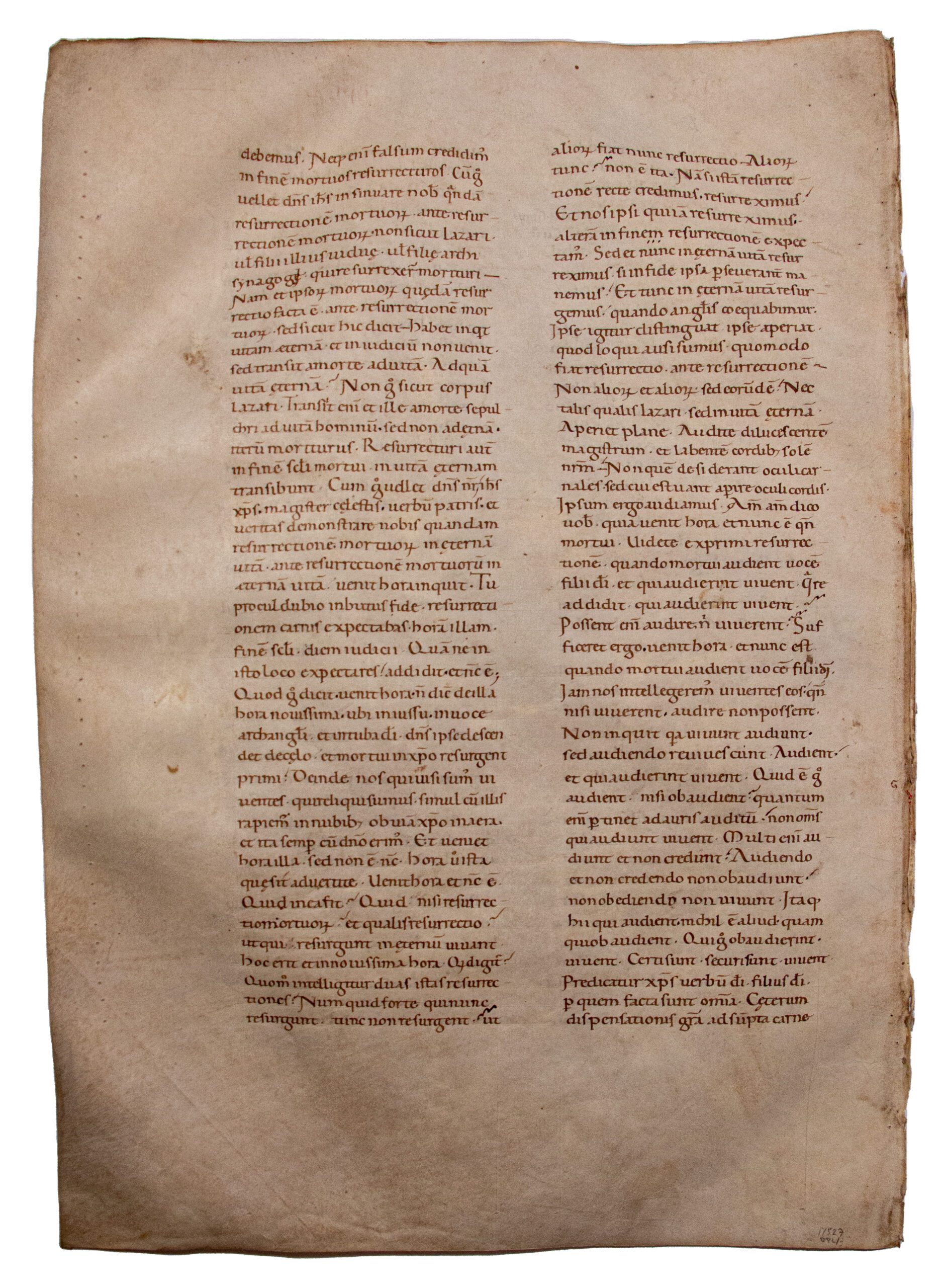 AUGUSTINE, St. Tractatus in Iohannem, Homilies. Leaf, parchment. Italy (probably Tuscany), mid-twelfth century.