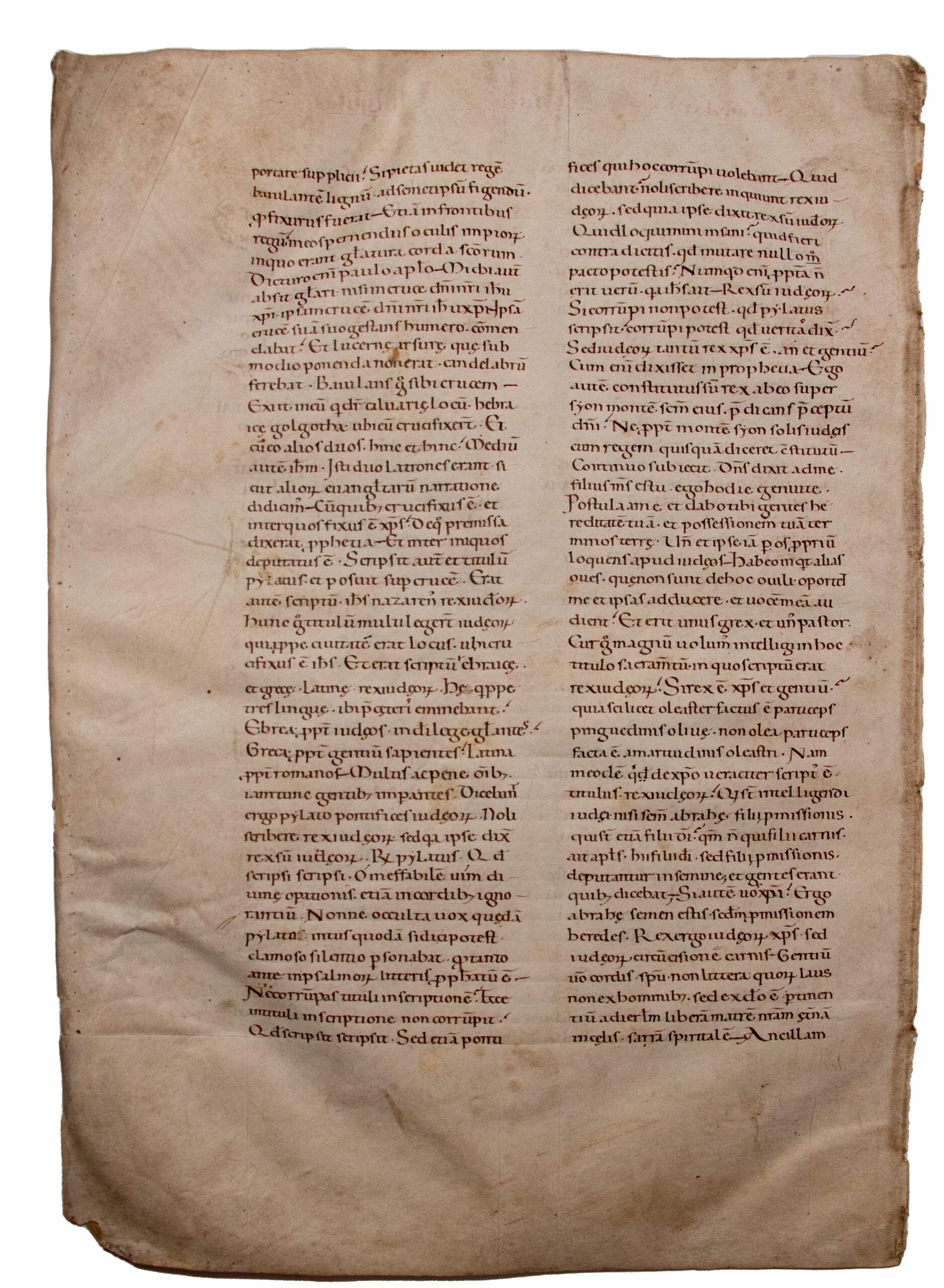 AUGUSTINE, St. Tractatus in Iohannem, Homilies. Leaf, parchment. Italy (probably Tuscany), mid-twelfth century.