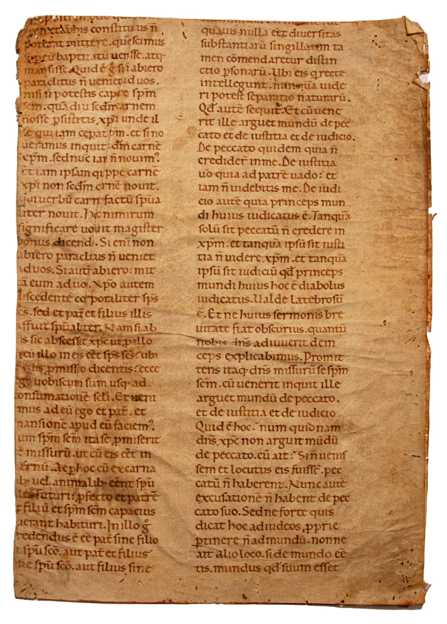 St Augustine on John 17, the High Priestly Prayer on a huge bifolium C12th, Italy