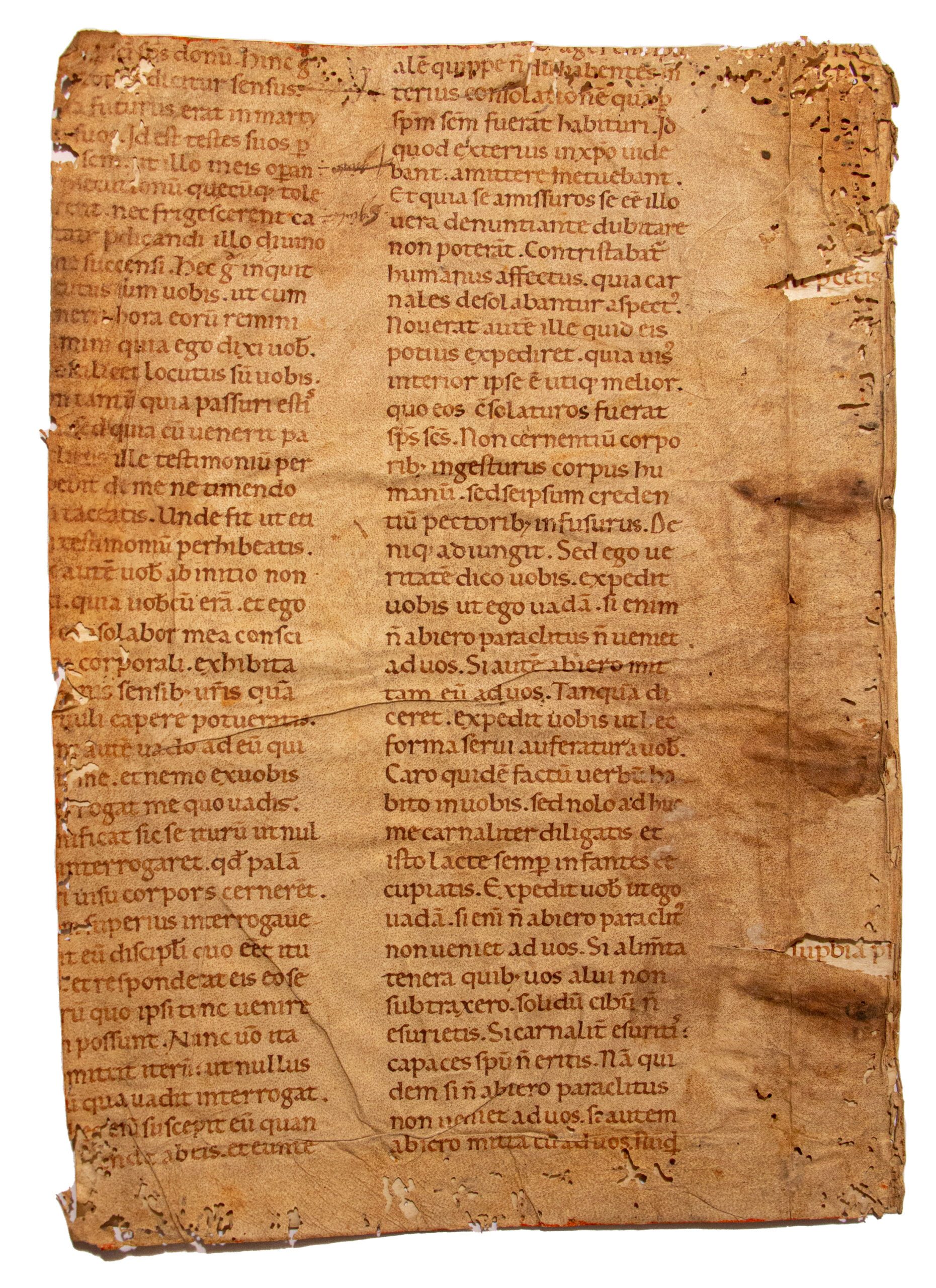 St Augustine on John 17, the High Priestly Prayer on a huge bifolium C12th, Italy