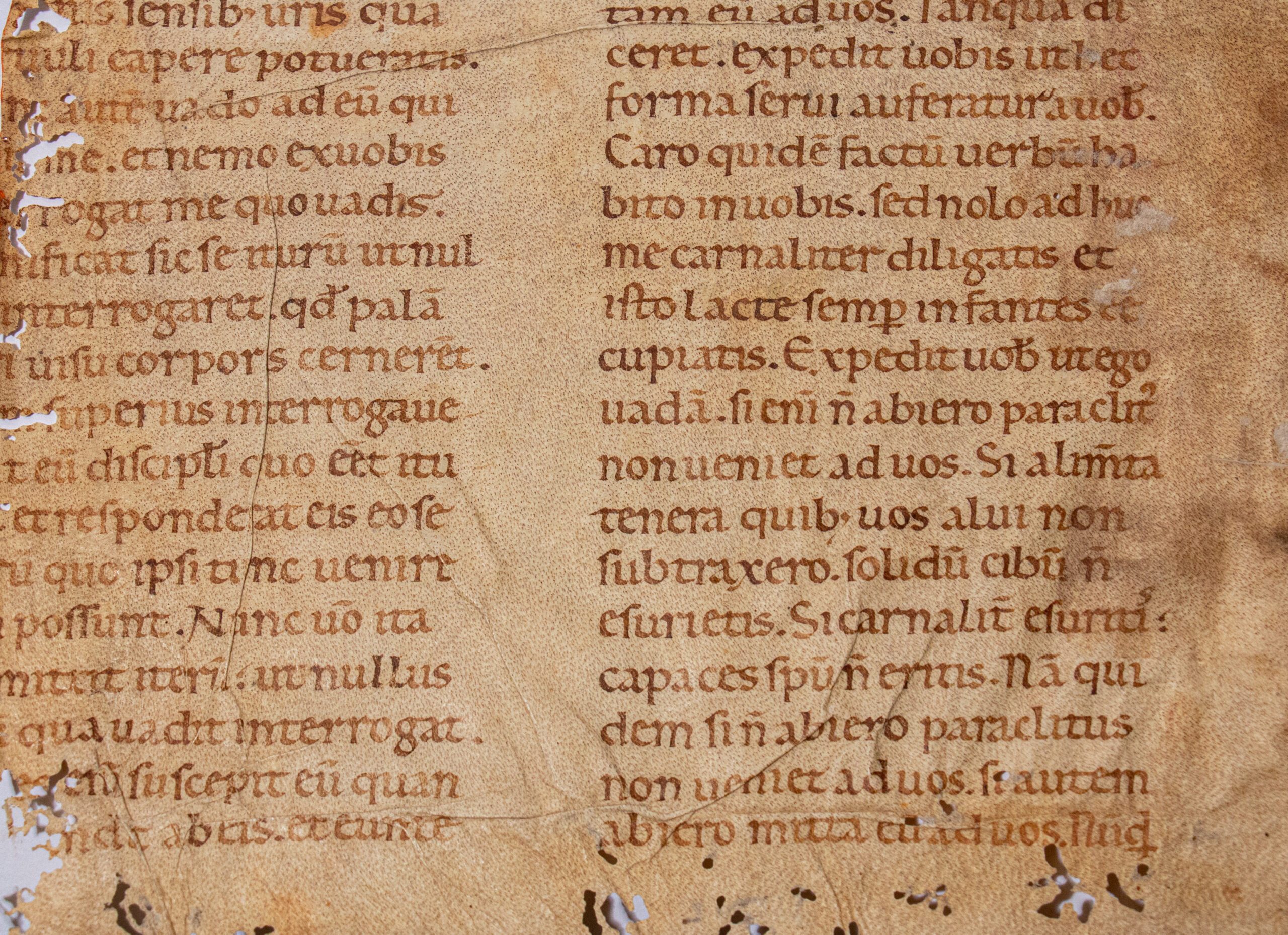 St Augustine on John 17, the High Priestly Prayer on a huge bifolium C12th, Italy