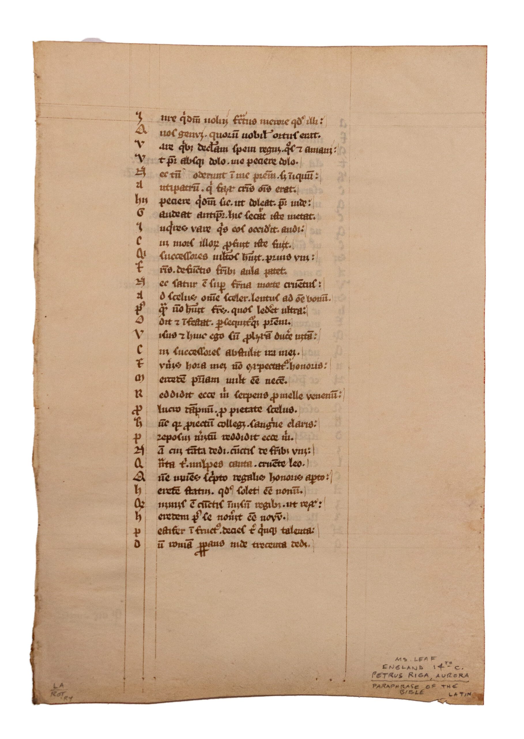 Petrus Riga aurora (versified Bible) English C14th important parent MS once owned by Dukes of Westminster
