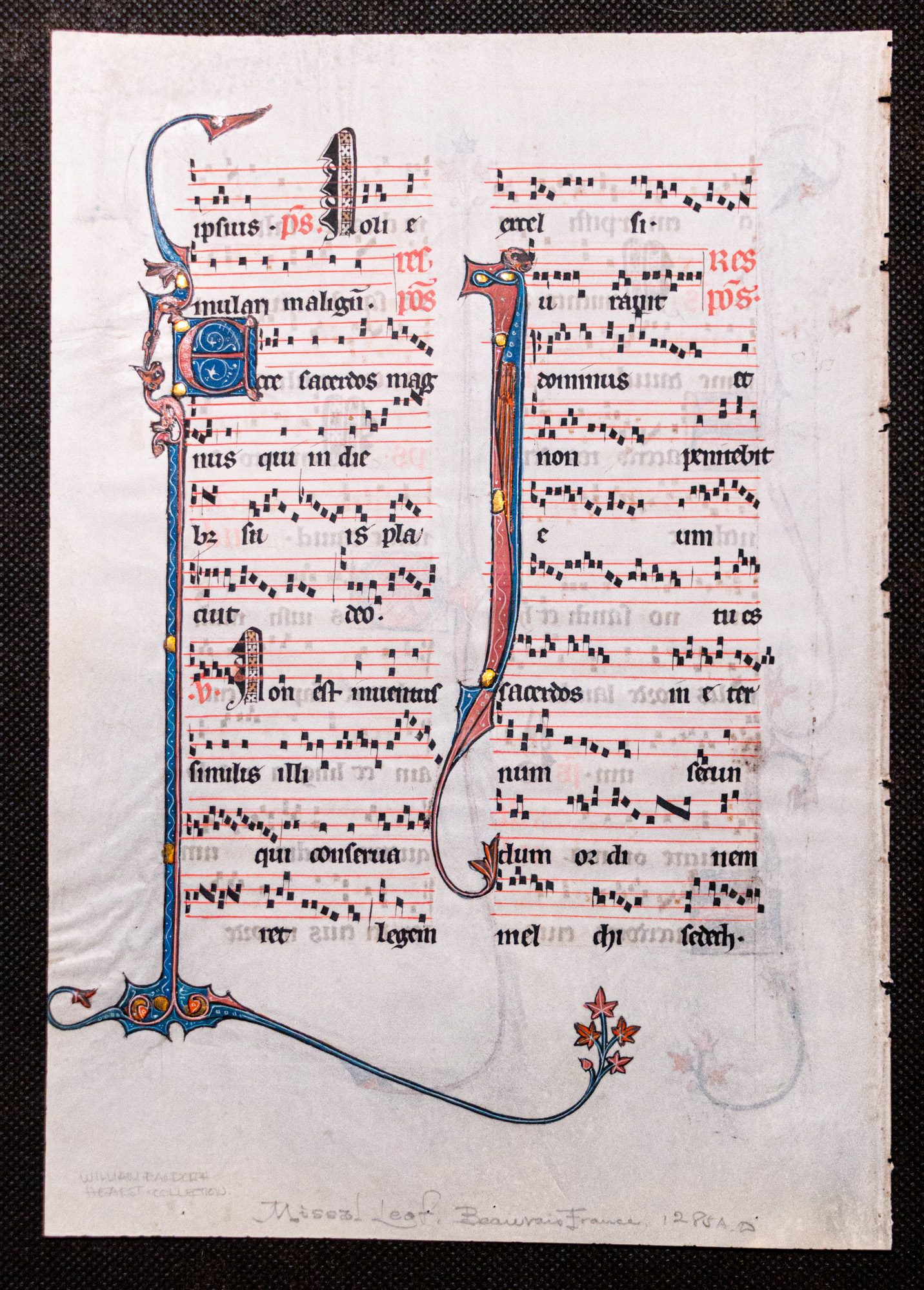 An illuminated leaf from the Beauvais Missal, on vellum. [Northern France, c. 1310]
