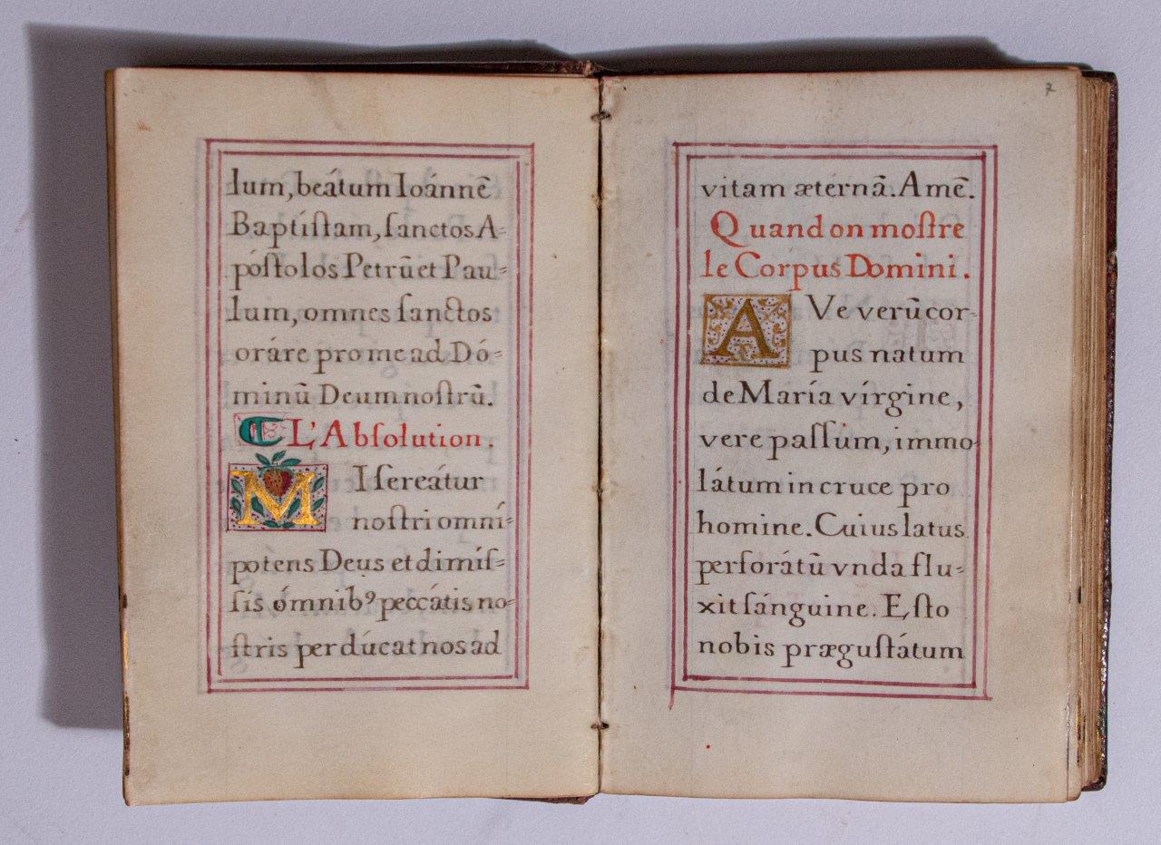 A gorgeous French devotional with charming illuminated painting of ‘Maria Lactans’. C17th A gorgeous French devotional with charming illuminated painting of ‘Maria Lactans’. C17th