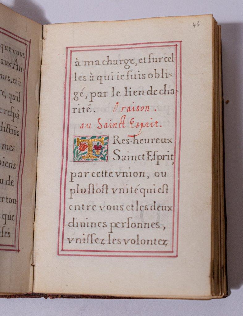 A gorgeous French devotional with charming illuminated painting of ‘Maria Lactans’. C17th A gorgeous French devotional with charming illuminated painting of ‘Maria Lactans’. C17th