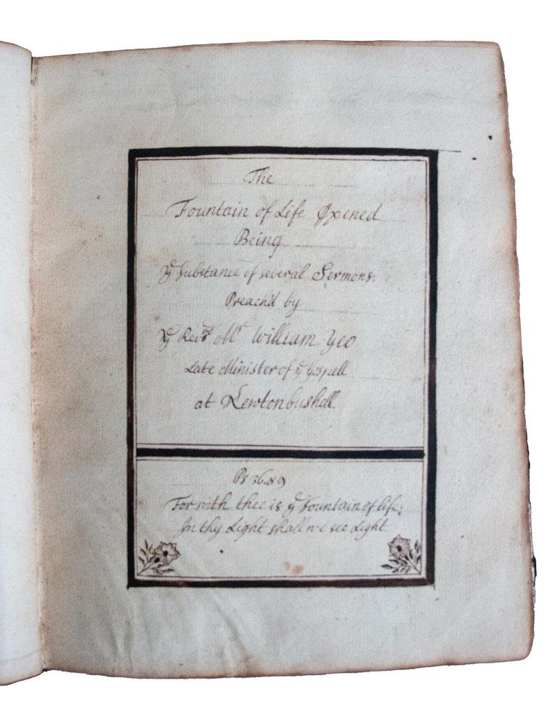 Unpublished manuscript sermons of an Ejected Puritan minister, 1700