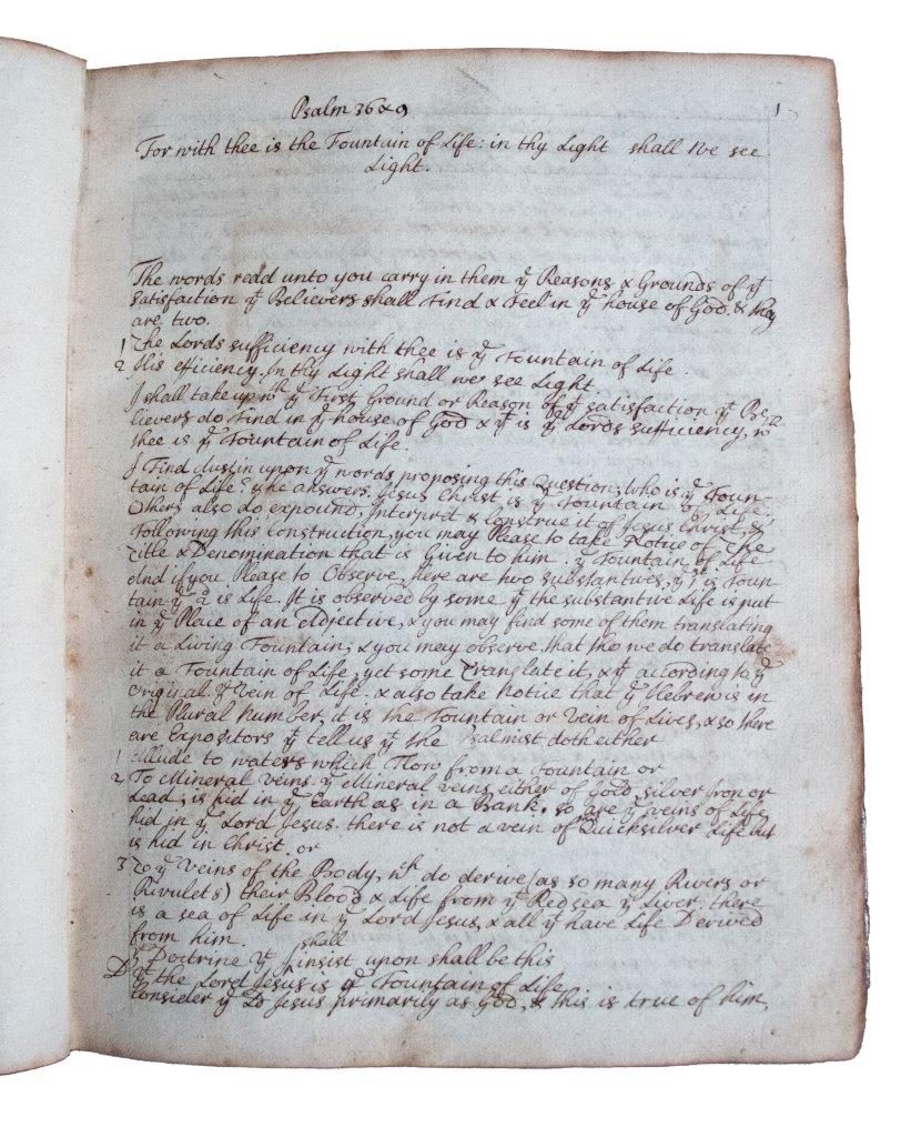Unpublished manuscript sermons of an Ejected Puritan minister, 1700