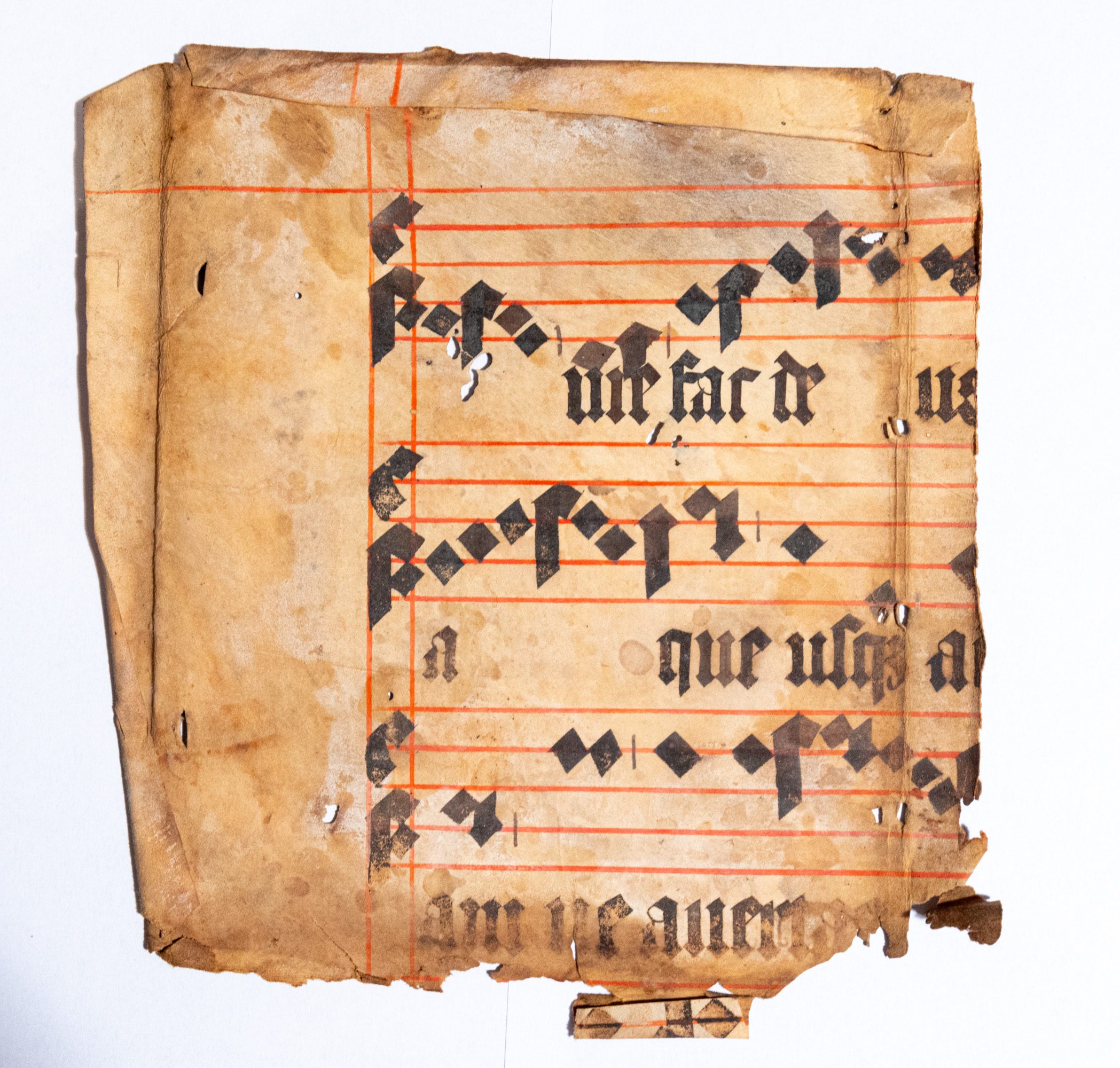 Two square cuttings from a choirbook of late C16th