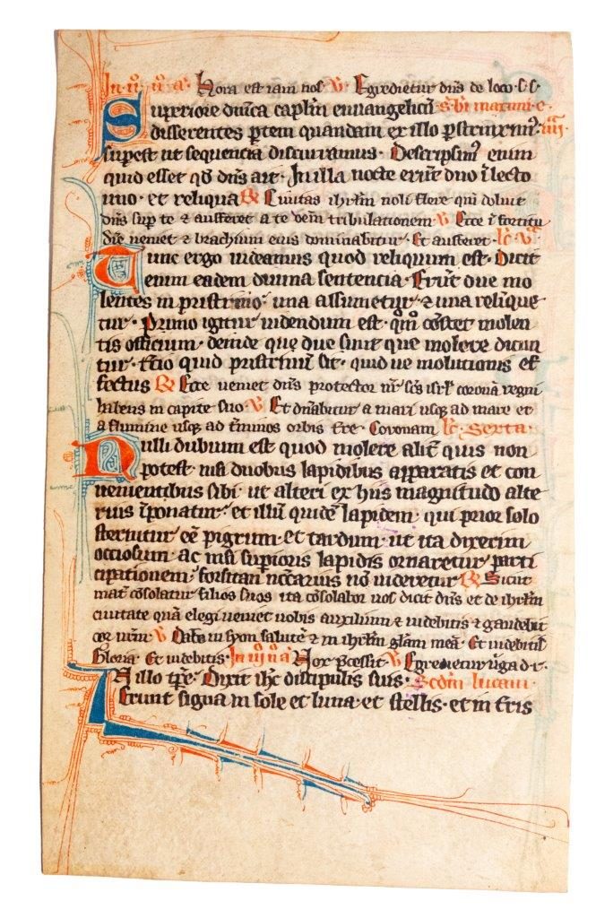 Miniature Breviary leaf with unusual and handsome script, c.1280
