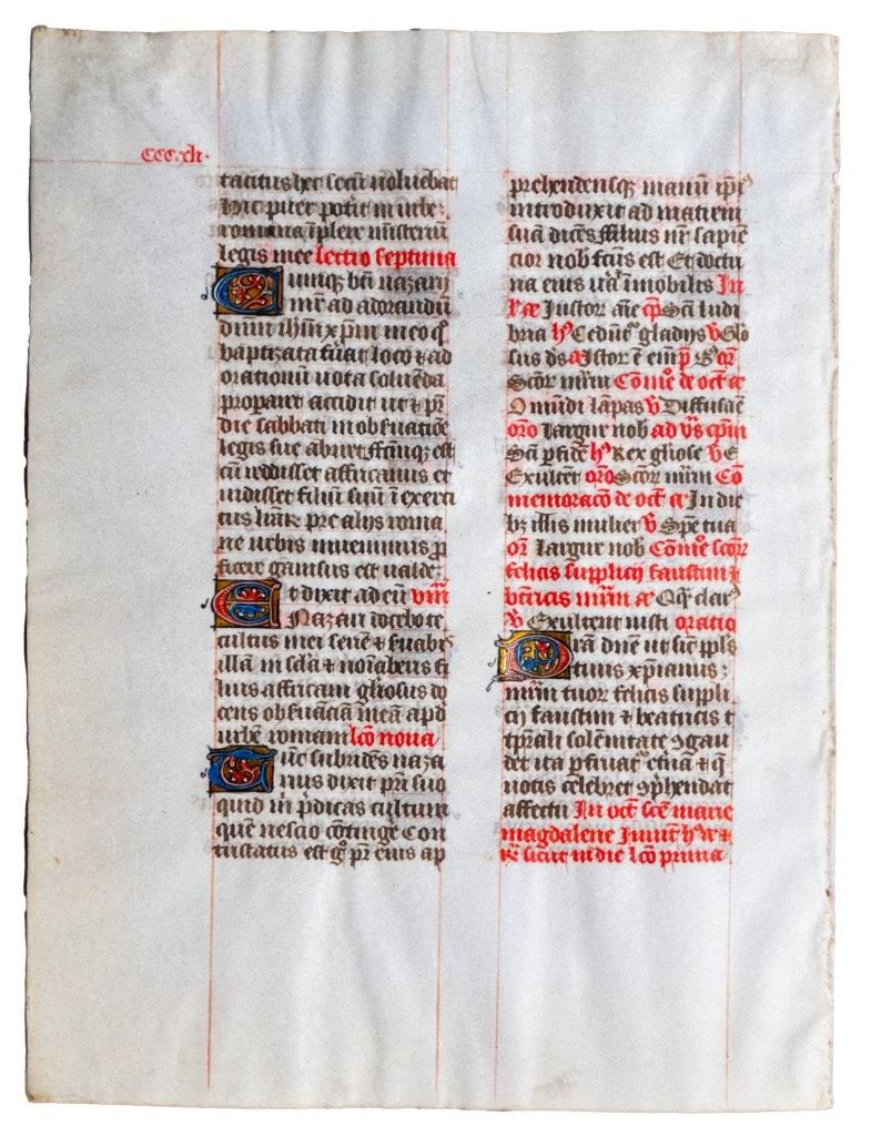 Single leaf from the so-called ‘Carondelet Breviary’ 1458 from the scribe Jean d’Aussert