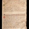 Two illuminated historiated initials on a C15th leaf – Prologue to Job [Bible]