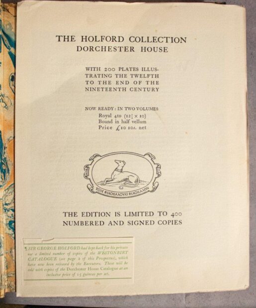 [4 volumes] The Holford Collection, Dorchester House with 200 illustrations from the Twelfth to the End of the Nineteenth Century in Two volumes [with] The Holford Collection Selected from Twelve Illuminated Manuscripts and 107 Pictures in 2 vols. Plates and Text