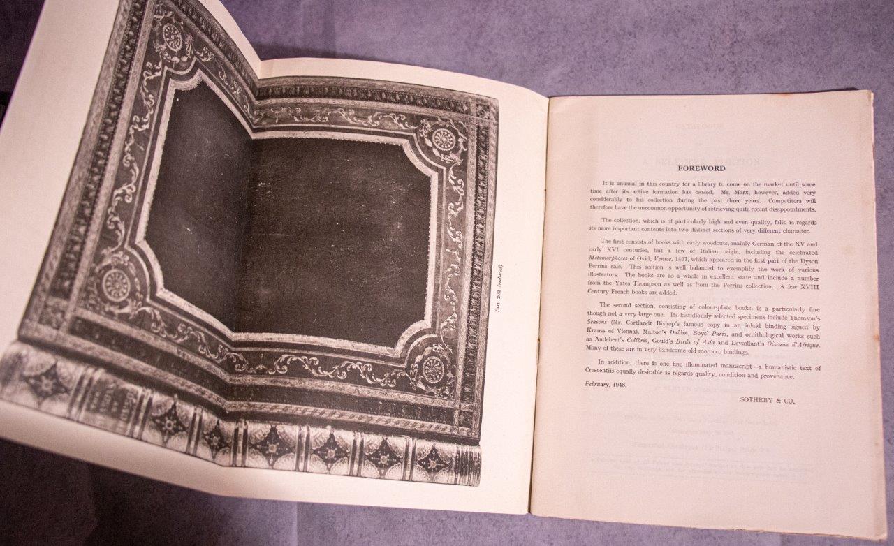 Catalogue of a Selected Portion of the Very Choice and Valuable Library formed by the Late Hermann Marx