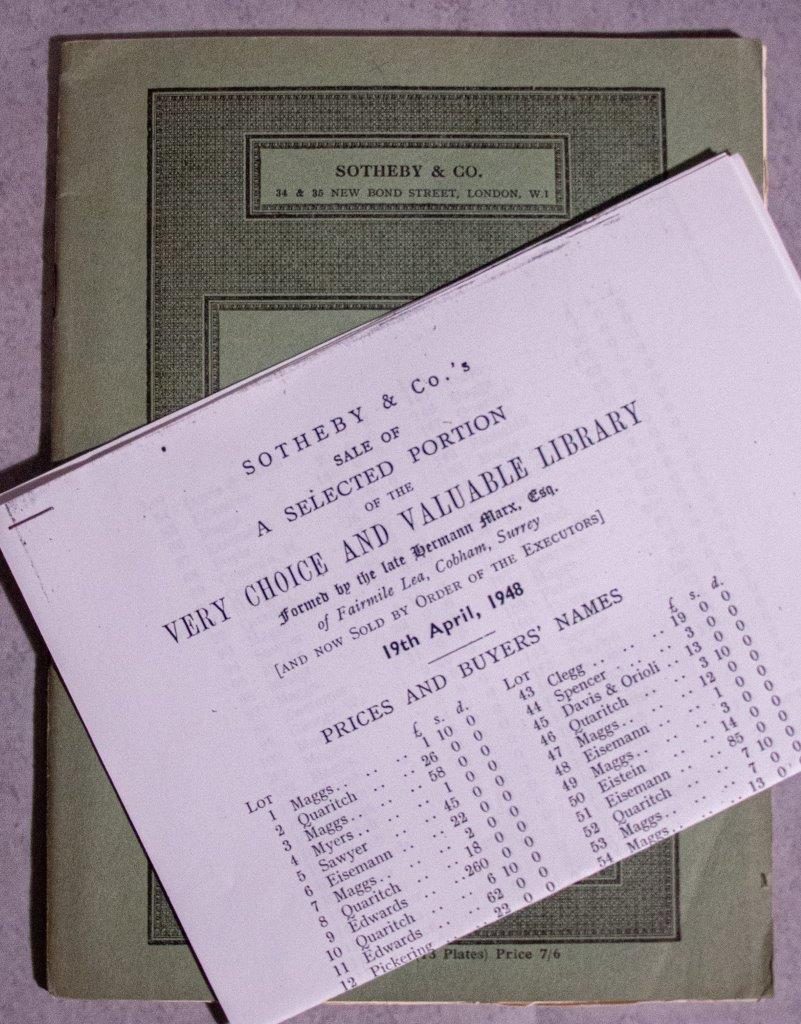 Catalogue of a Selected Portion of the Very Choice and Valuable Library formed by the Late Hermann Marx