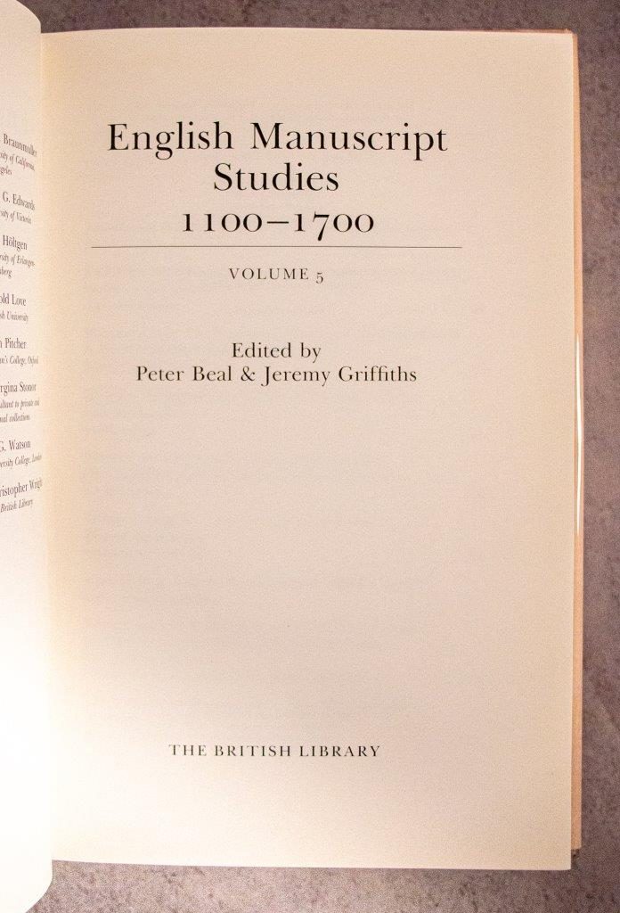 English Manuscript Studies 1100-1700; Volume 5 English Manuscript Studies 1100-1700; Volume 5