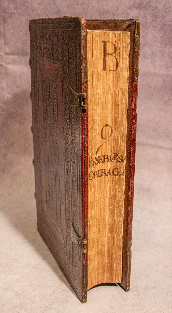 Dated panel binding of Estienne’s Eusebius Pamphili in Garamond’s ‘grecs du roi’ font. 1544 Excellent Provenance