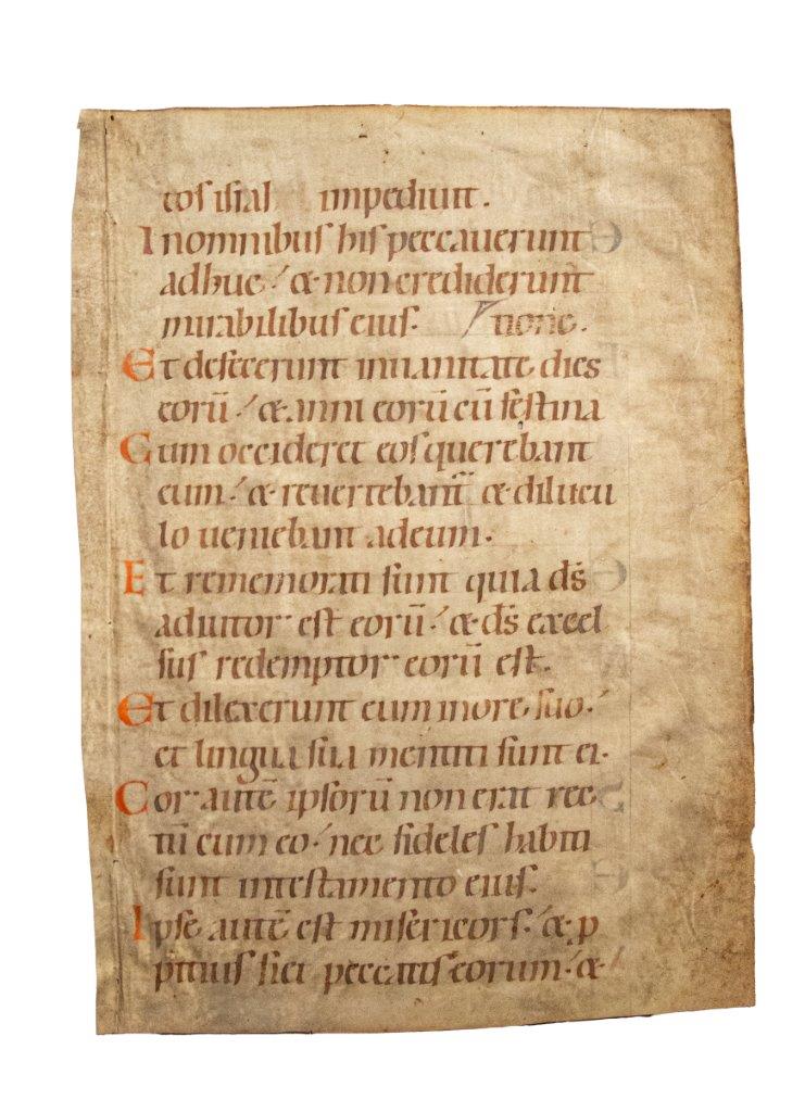 A leaf from a Psalter, in Latin, manuscript on vellum [Germany, 11th century]