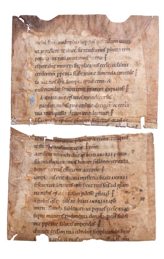 Two half-leaves from a Sacramentary, in Latin, sumptuously illuminated manuscript on vellum [Germany, late 11th century or early 12th century]