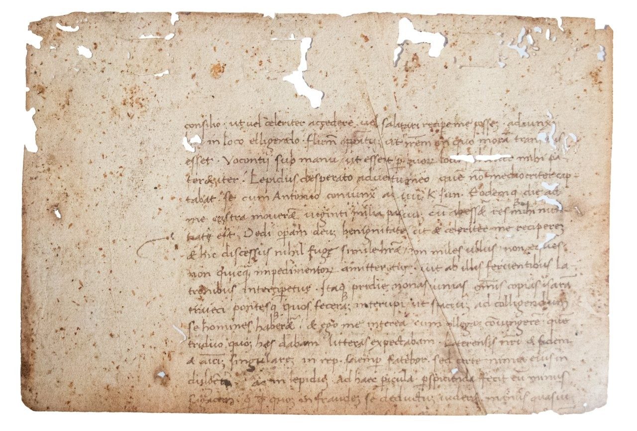 Cicero, Epistulae ad Familiares (letters to friends), 12 fragments of leaves from a manuscript on paper. Southern France or northern Italy, C15th