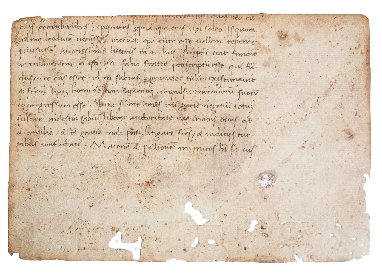 Cicero, Epistulae ad Familiares (letters to friends), 12 fragments of leaves from a manuscript on paper. Southern France or northern Italy, C15th