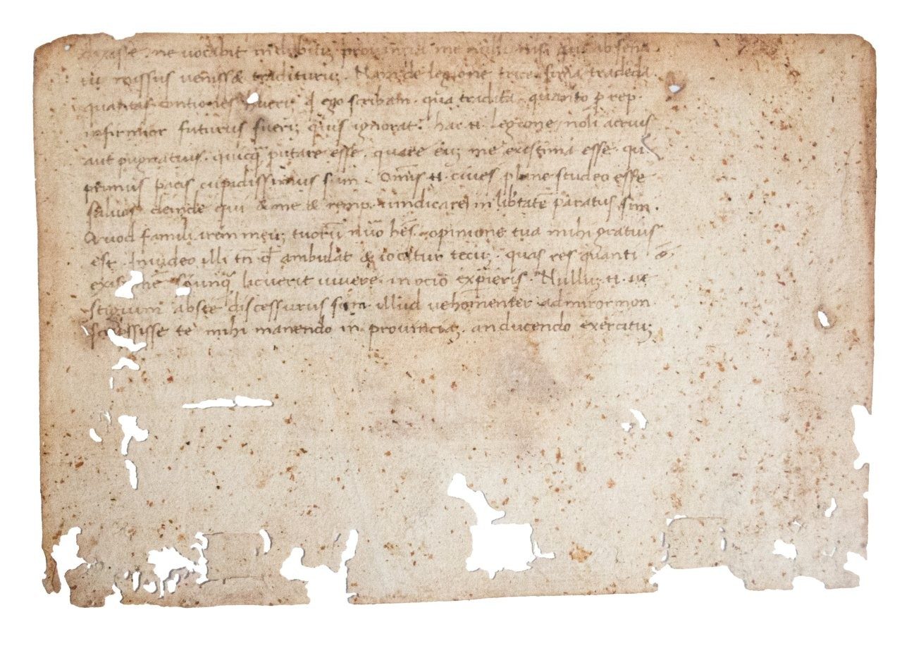 Cicero, Epistulae ad Familiares (letters to friends), 12 fragments of leaves from a manuscript on paper. Southern France or northern Italy, C15th