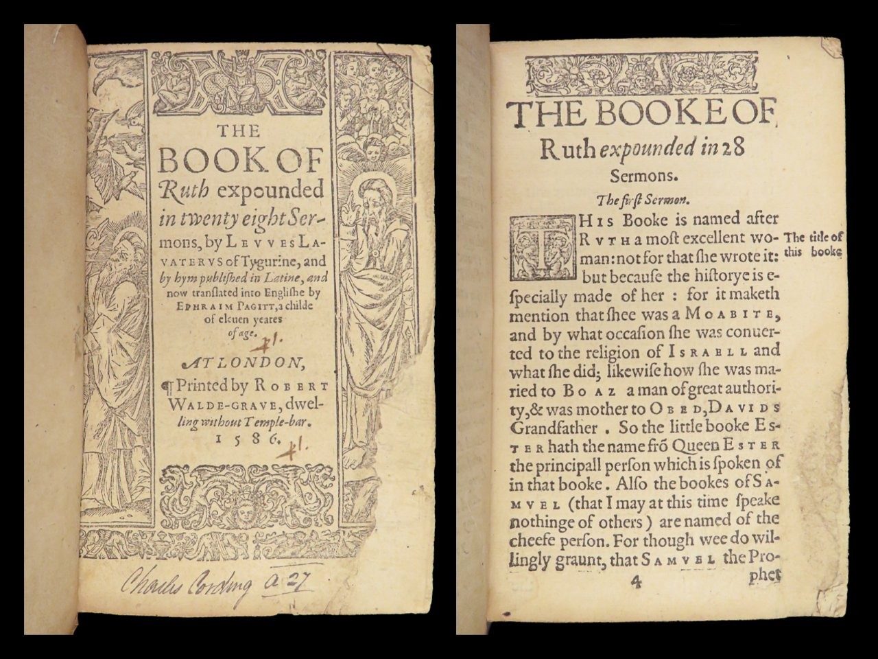 C16th English commentary on Ruth by a Reformer, 1586
