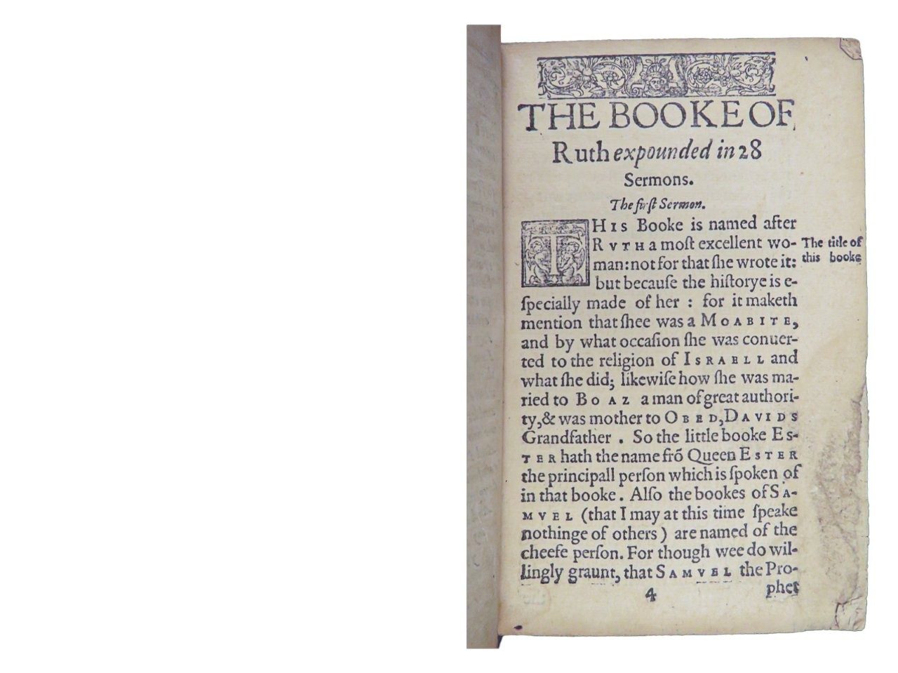 C16th English commentary on Ruth by a Reformer, 1586