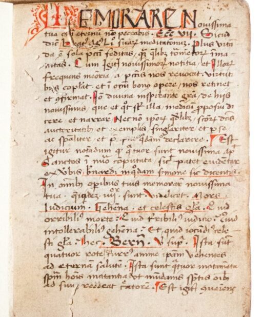 Gerard van der Vlyderhoven, Cordiale (‘For the heart’ on the four ultimate things of life: Death, Judgment, Eternal Glory and Hell), also known as De Quatuor Novissimis, in Latin, Italy, mid-C15th
