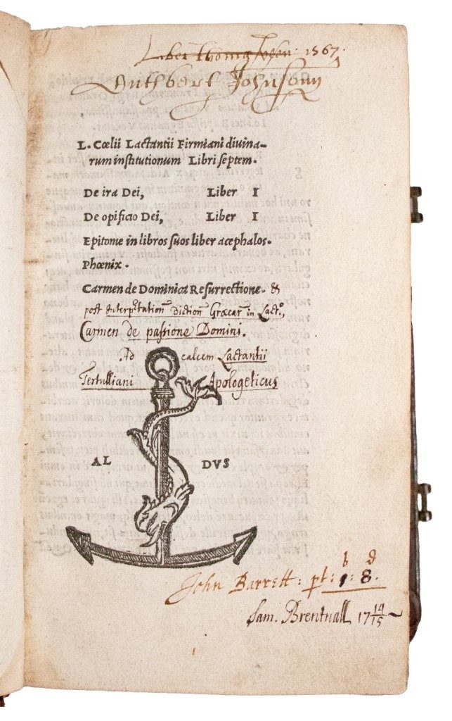 Early English binding c.1530 by James Gaver on 1515 Aldine Lactantius