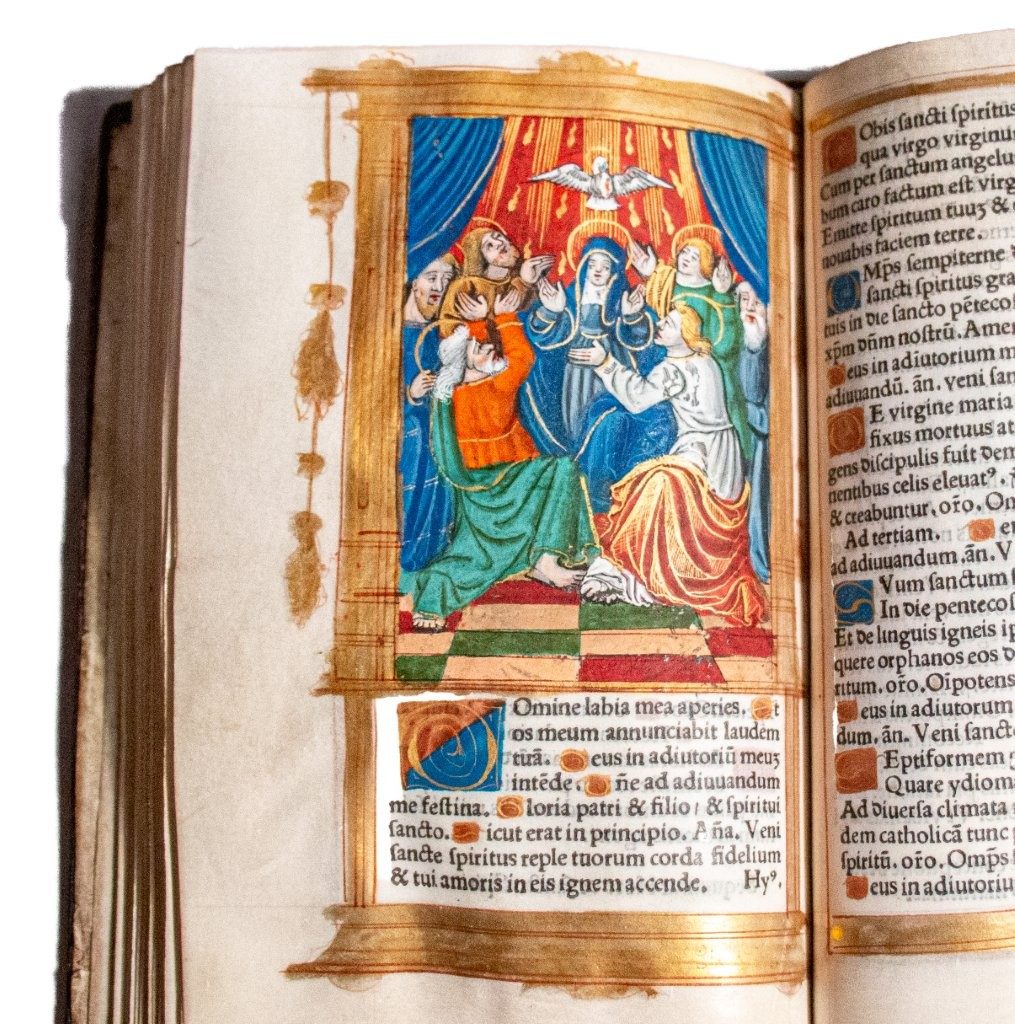 Gorgeous Book of Hours printed on vellum; Germain Hardouin with 16 large and 25 smaller illuminations c.1520