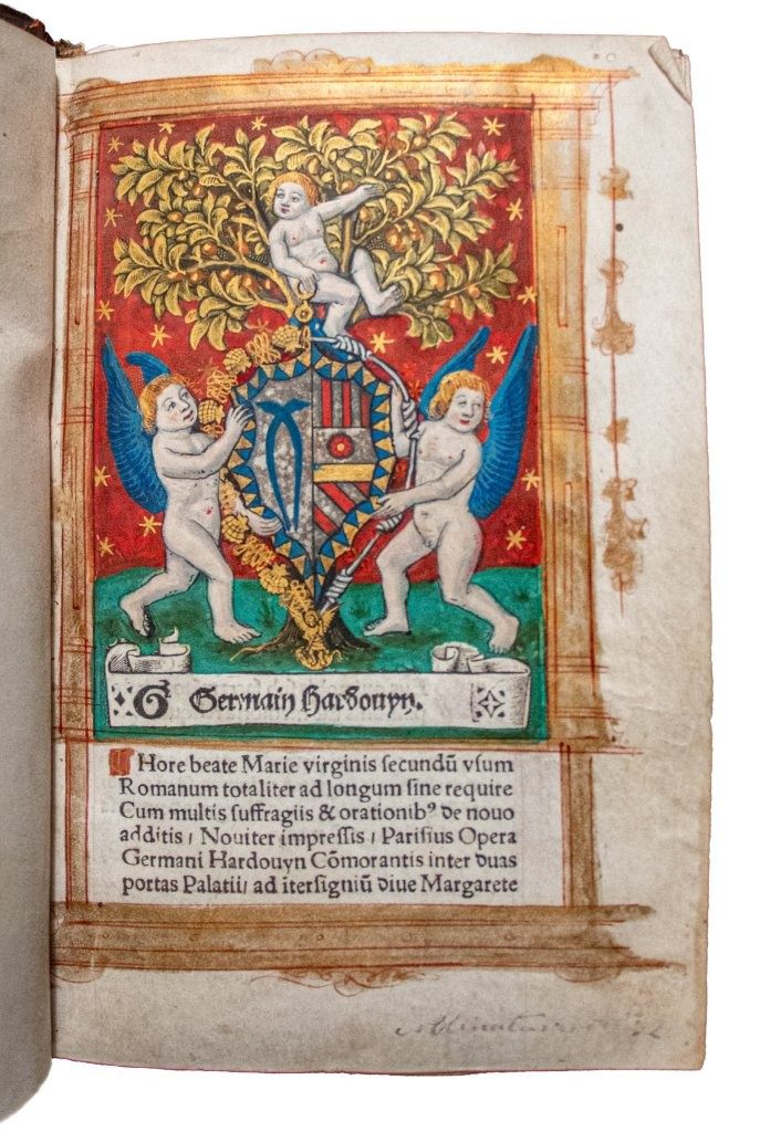 Gorgeous Book of Hours printed on vellum; Germain Hardouin with 16 large and 25 smaller illuminations c.1520