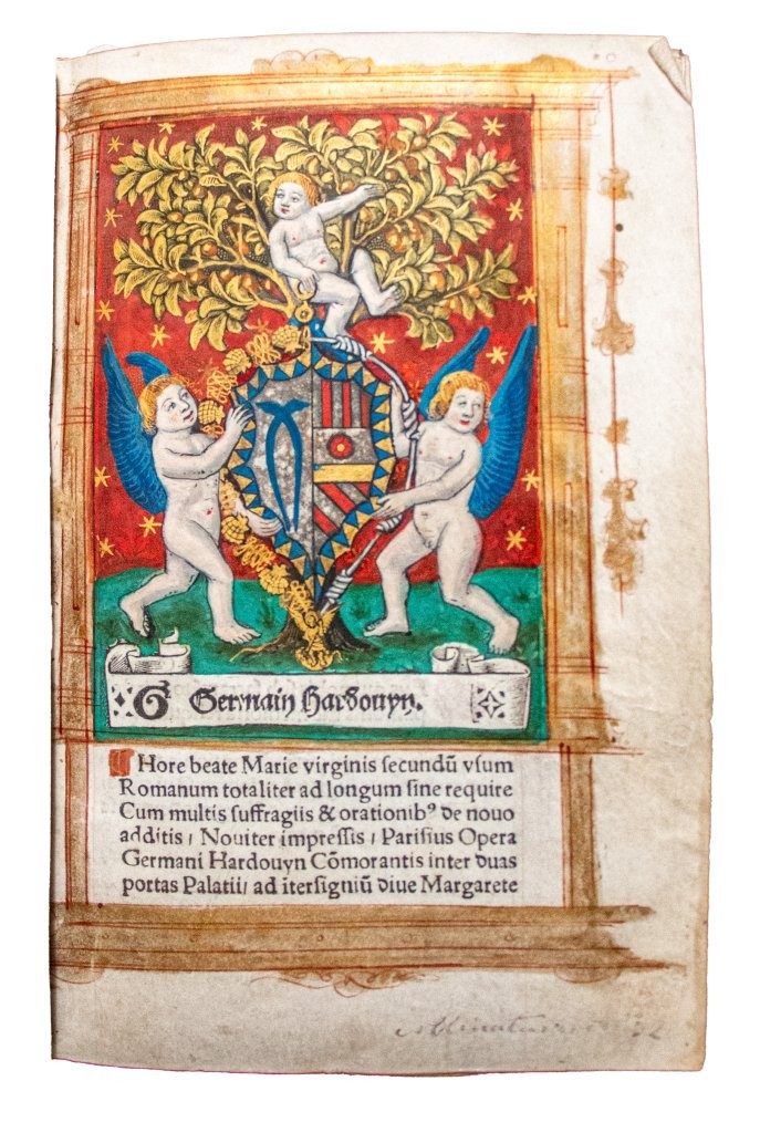 Gorgeous Book of Hours printed on vellum; Germain Hardouin with 16 large and 25 smaller illuminations c.1520