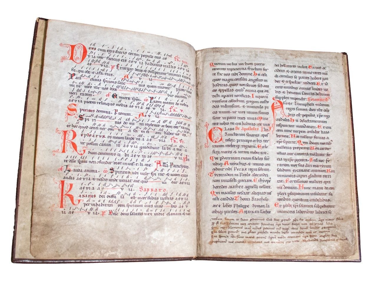 C12th Missal with coloured initial and annotation on the Anniversary of the Martyrdom of Tomas Beckett. Before 1173