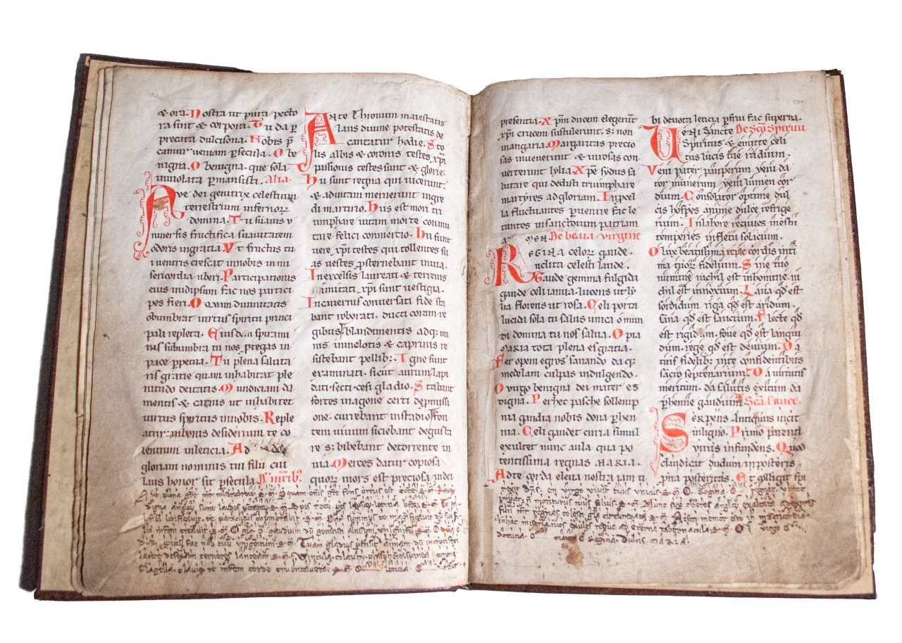 C12th Missal with coloured initial and annotation on the Anniversary of the Martyrdom of Tomas Beckett. Before 1173
