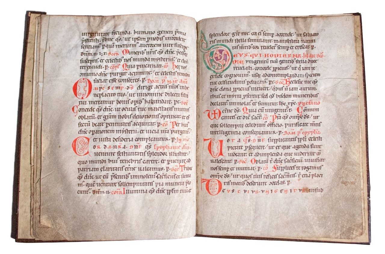 C12th Missal with coloured initial and annotation on the Anniversary of the Martyrdom of Tomas Beckett. Before 1173
