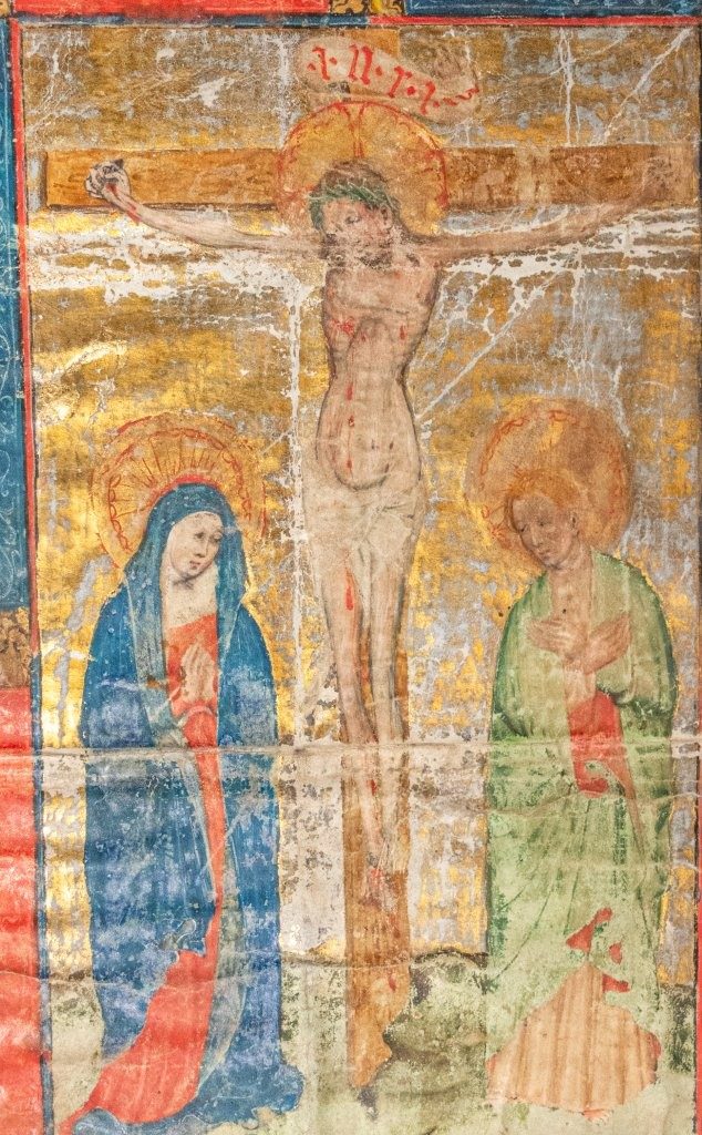 An unusually large illumination from a Missal c.1430, Austria of the Crucifixion