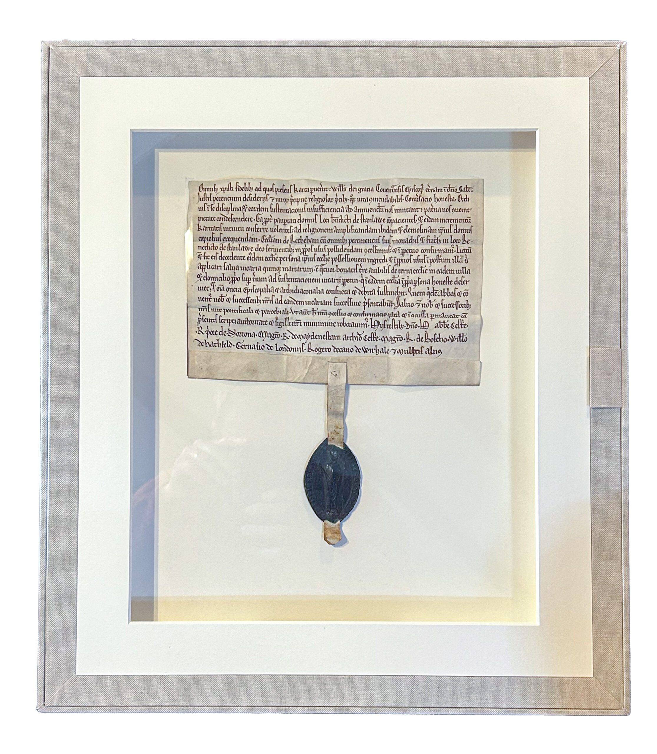 Latin charter granting the church of Rochdale to the Cistercian Abbey of Stanlaw, 1222 AD