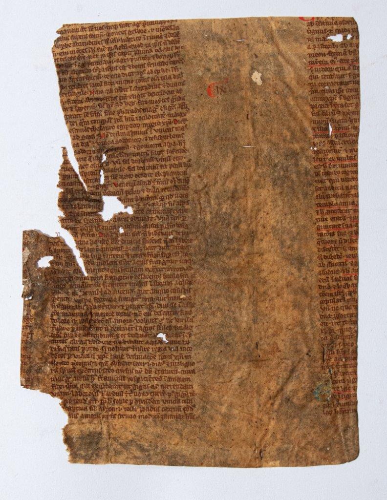 Two fragments of an unidentified Commentary on the New Testament, in Latin, manuscript on parchment C14th