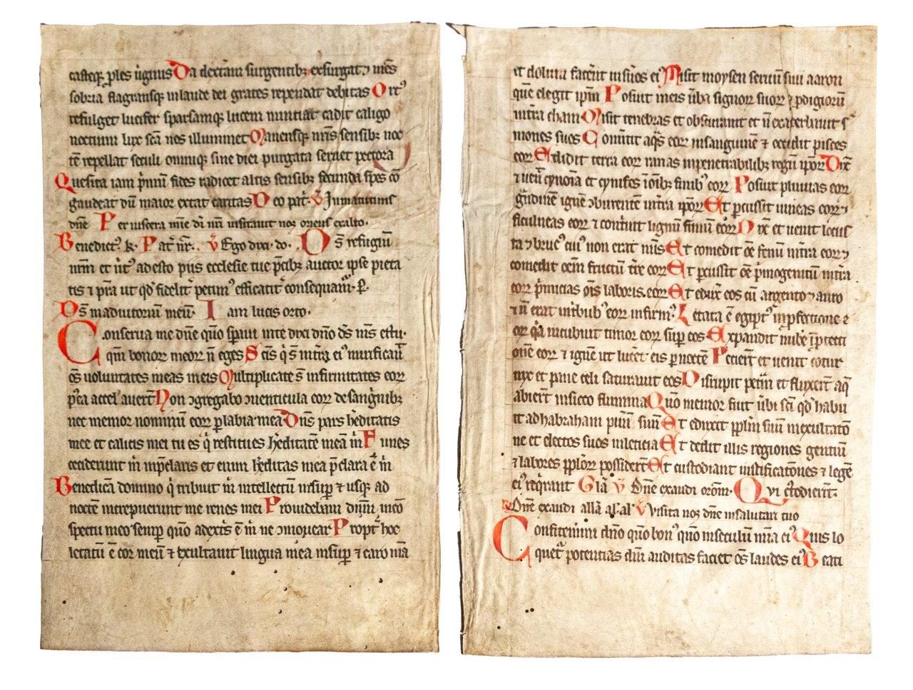 Two leaves from a Ferial Psalter, in Latin, decorated manuscript on vellum [Germany, mid-12th century]