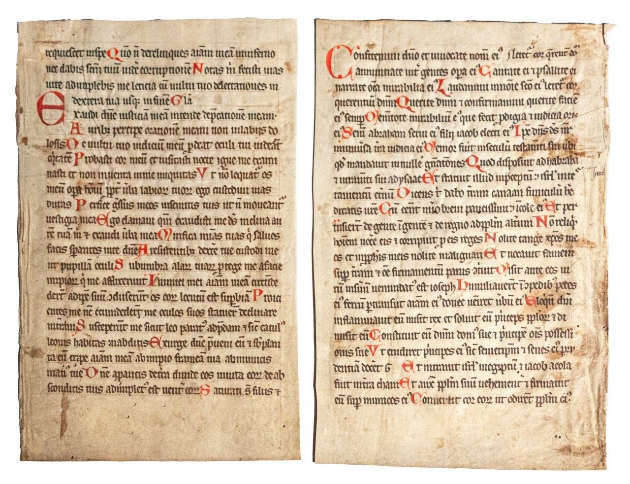 Two leaves from a Ferial Psalter, in Latin, decorated manuscript on vellum [Germany, mid-12th century]