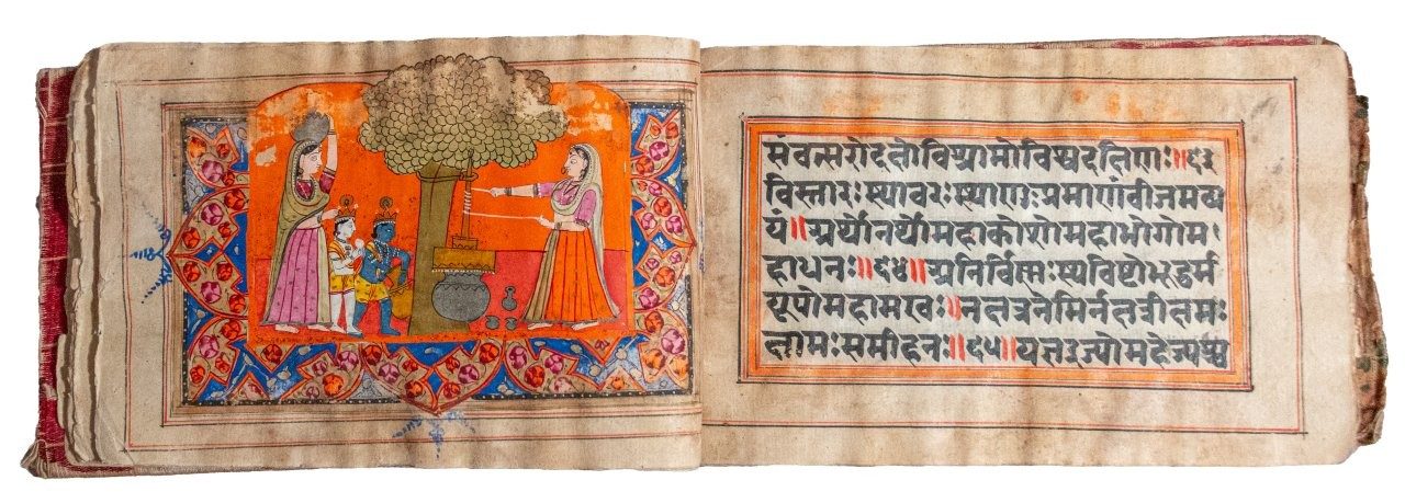 Beautiful book with 5 Vibrant Miniatures Depicting Scenes from the Stories of Vishnu and Krishna