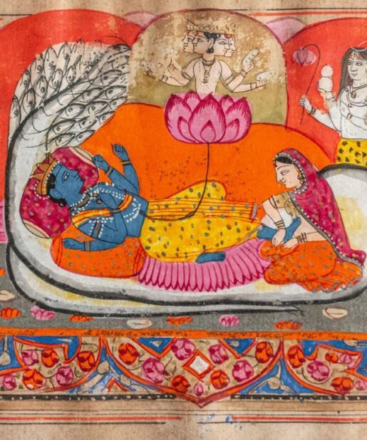 Beautiful book with 5 Vibrant Miniatures Depicting Scenes from the Stories of Vishnu and Krishna