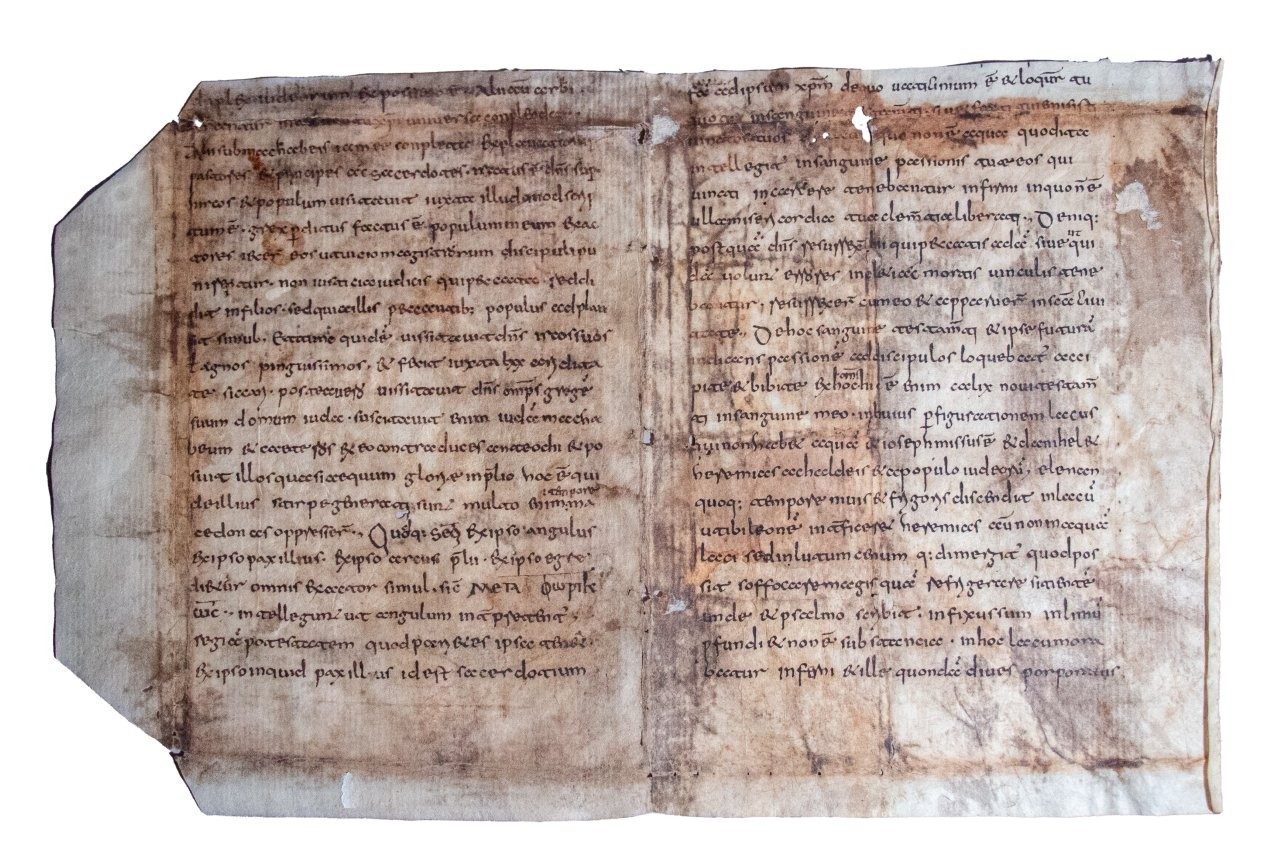C8th bifolium Jerome on Zechariah, Germany in Latin with a few words in Greek C8th bifolium Jerome on Zechariah, Germany in Latin with a few words in Greek