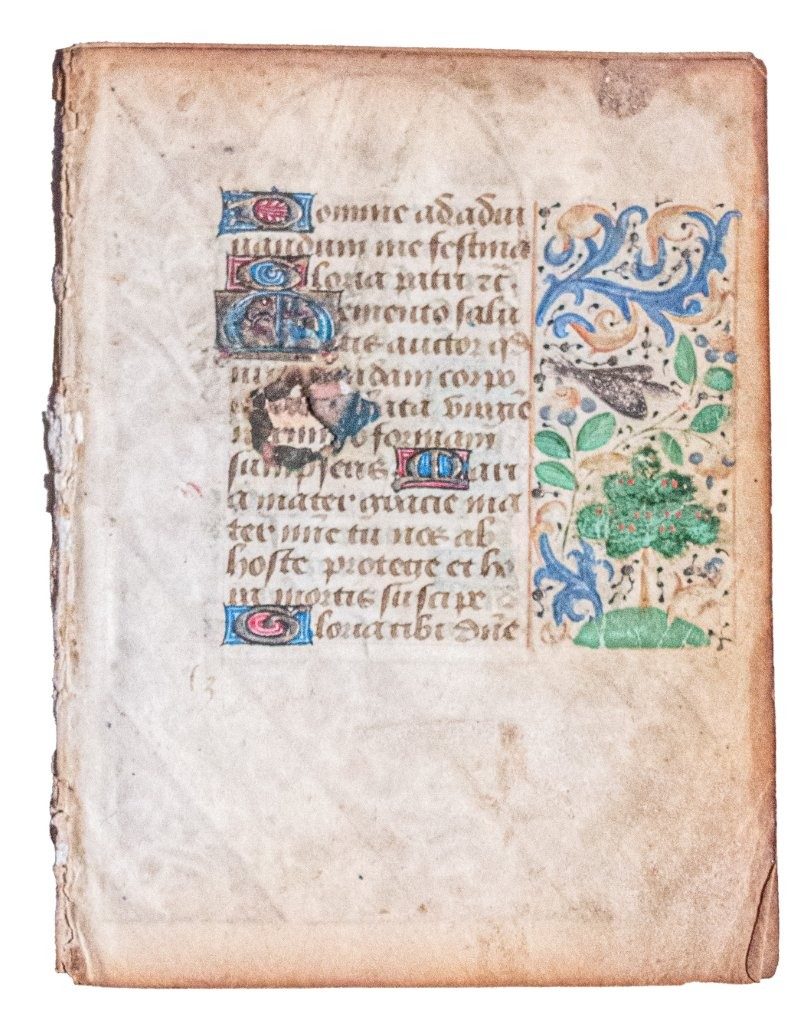 Complete gathering of 8 leaves from a Book of Hours, Flanders or northern France c.1450-1475