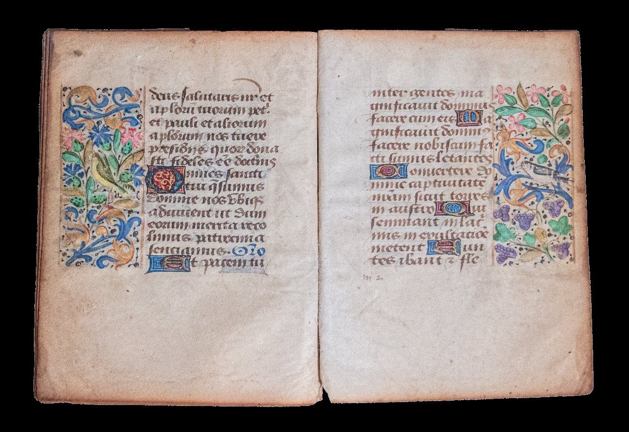 Complete gathering of 8 leaves from a Book of Hours, Flanders or northern France c.1450-1475