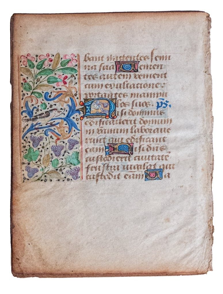 Complete gathering of 8 leaves from a Book of Hours, Flanders or northern France c.1450-1475