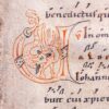 C12th leaf with decorated initial, Germany with Paschal readings
