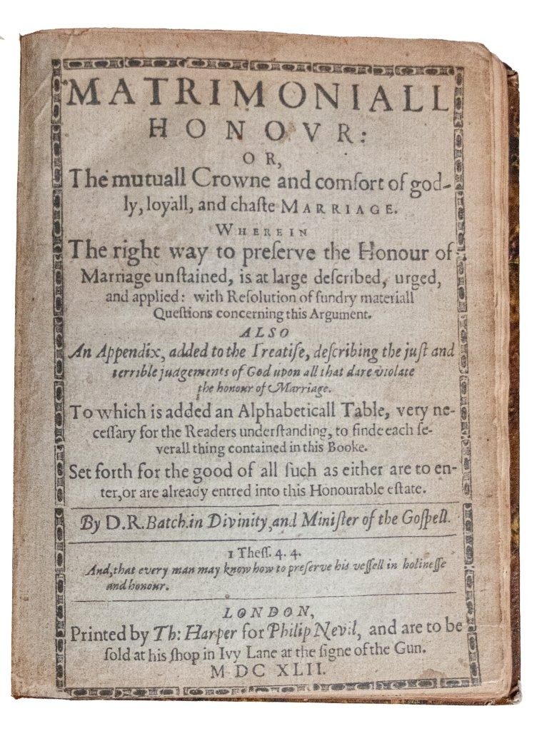 First Edition of a rare Puritan work on marriage and chaste Christian living by Daniel Rogers, 1642