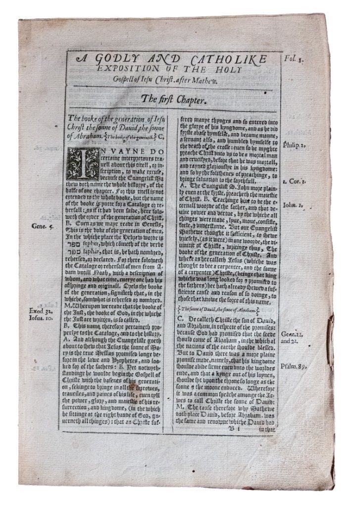 Commentary on Matthew by eminent French Reformer, Marolate, in English, 1570 Commentary on Matthew by eminent French Reformer, Marolate, in English, 1570
